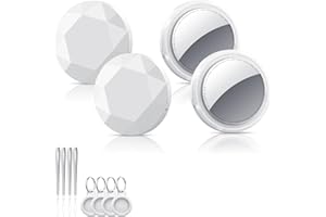 QCOQ Air Tracker Tag Schlüsselfinder 4er Pack, Koffer Tracker Kompatibel mit Apple Wo ist? APP (Nur iOS), Bluetooth Key Finder für Gepäck/Taschen/Brieftasche, Smart KeyFinder, Austauschbarer Akku, Weiß