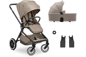 hauck Move N Care Set Carrito Bebe 2 en 1 - Carro con Capazo Grande desde el Nacimiento hasta 22 kg, Silla de Paseo Ligera Reversible y Reclinable, Suspensión, Protección UV 50+, Cesta XL - Moca