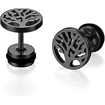 6 Paar Schwarze Ohrstecker Edelstahl - 4-10mm Fake Piercing Set Unisex