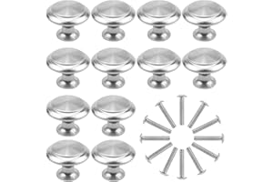 NATUCE Matowe srebrne gałki do szafek, okrągłe gałki do szuflad w kształcie grzyba, stop aluminium 30 mm, uchwyt do szuflady, gałki do szafek, uchwyty do drzwi, ze śrubami, do szafki, mebli,