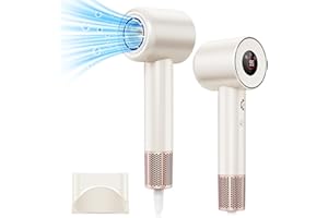 Föhn Ionen Haartrockner, YAIAWISU Ionen Föhn, 140.000 U/min bürstenloser Motor für schnelles Trocknen - LED-Display, 500 Millionen Negativ Ionen Haartrockner für Zuhause, Reisen und Salon (Beige)