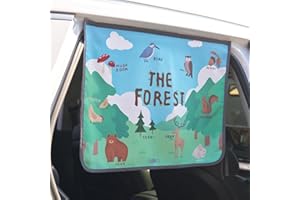 BEBEDECO Magnet Car Sun Shade Curtain for Side Window for baby kids children - Sunshade Protector Sun Blocker Blind (Magnet-The Forest Season2)