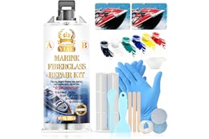 YIAE Kit di riparazione in fibra di vetro per barche Pro Gel Coat e resina epossidica per fissare fori, scheggiature, crepe profonde su kayak, barche a vela, riparazione fai da te in fibra di vetro