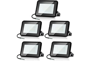 Gimisgu Projecteur LED Exterieur 20W 5 Stück, 1700LM 6000K Blanc Froid Eclairage de Sécurité LED, IP66 Etanche Luminaire Exterieur Pour Terrasse Jardin Garage Usine (Pas de Prise)