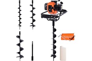 PARKERBRAND.COM 52cc Petrol Earth Auger / Fence Post Hole Borer + 3 Auger Bits + Extension Bit + More