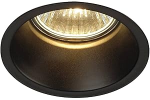 ‎SLV SLV HORN-O | LED Einbaustrahler, Dimmbare Decken-Lampe zur Beleuchtung innen, LED Spots, Deckenstrahler, Deckenleuchten, Einbau-Leuchte | GU10, rund, schwarz matt, max. 50W, inkl. Clipfedern, Klein (50W)