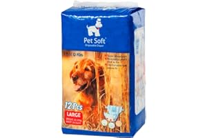 Pet Soft Disposable Dog Puppy Nappies Female Large 12 Count - Super Absorbent Dog Doggy Cat Diapers
