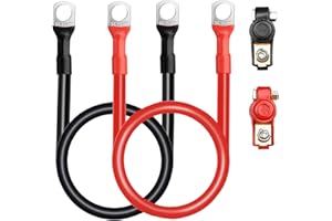 CHENGPI 2 Stück Auto Batteriekabel Kupferkabel Kupfer Stromkabel 50cm mit 2 Klemmen 5AWG 16mm² Auto Batterie Kabel mit Ringösen Autobatterie Kabel KFZ Kabel 6V/12V/24V mit Ringklemmen Kupferdraht