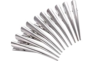 LONEEDY - Confezione da 10 fermagli per capelli con denti a forma di becco di anatra in metallo con fori per acconciatura, antiscivolo per capelli, accessori fai da te (grandi, argento)