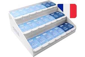 KMINA Pilulier Semaine 7 Jours, Matin Midi Soir, Français, Grande Capacité, Brevetée - Made in Europe