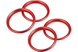 X AUTOHAUX 4pcs Red Air Conditioner Vent Ring Inner Trim Aluminum Alloy for Car