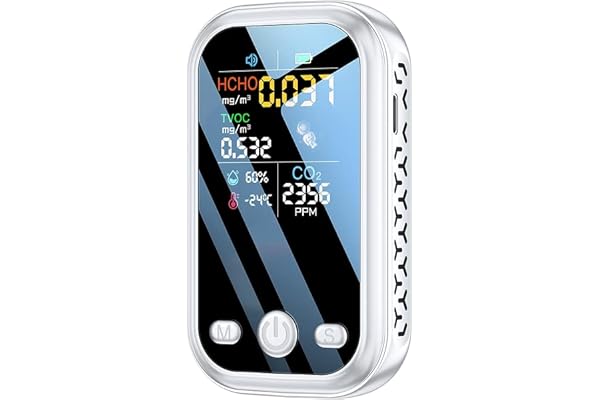 CO2 Detector Upgraded Mini CO2 Monitor Meter Portable Multi-Function 5-in-1 Air Quality Monitor Carbon Dioxide Detector Temperature and Humidity Detector Travel-Size for Home Indoor Outdoor
