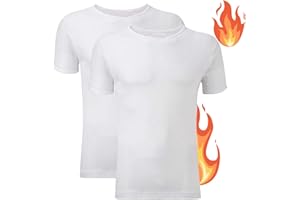 HANSON AND LANGFORD Pack of 2 Heated Body Warmer - Thermal Top for Men Short Sleeve Mens Thermals T Shirt Warm Base Layer Mens Thermal Top Lightweight Insulated Compression Tops