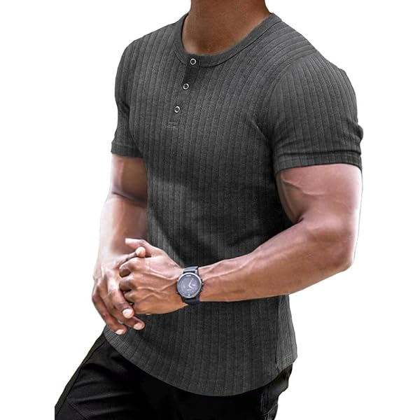 ORANDESIGNE Camicia Di Lino Da Uomo Camicia Con Colletto A 4 Bottoni Classiche Tinta Unita - Foto 9