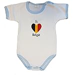 Zigozago - Body BELGIO con ricamo frontale 12 mesi - bordo azzurro - Per la personalizzazione con nome sceglierehttps...