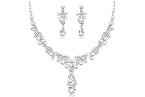VELESAY Cristal Bijoux De Mariée Ensemble pour Femmes Parure Mariage Mariée Cristal Mariée Collier Strass Boucle d'oreille Mariage Fiançailles De Mariage Mariée Demoiselle d'honneur Bijoux Mariage Bijoux