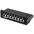 kwmobile 8 Port Patch Panel - RJ45 Cat6 Shielded Network Splitter Panel with Ground Wire - Includes Screws and Dowels for Wall Mount Installation