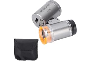 DIOCHE Pocket Microscope Handheld Digital Microscope 60X Magnification 2 LED Lights 1 UV Light Wide Application Durable ABS Acrylic Portable Microscope