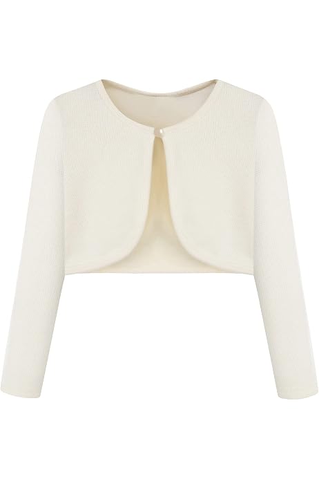 Bolero Manches Courtes Pour Filles - Satin Polyester - Taille 3-10 Ans - Idéal Mariage, Fête