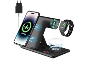 CC STORE Induktive Ladestation,3 in 1 Ladestation Apple, Faltbar, Kabelloses Ladegerät Kompatibel mit iPhone15/14/13/12/11 Pro ProMax Mini，SE2020/11/11Pro,Galaxy S21/S10e/S9,Note10/9/8,AirPods