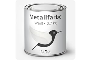 Berico Metallfarbe - Weiss - 0,7 Kg - 4in1 Premium Metallschutzlack - Direkt auf Rost - Für Stahl, Zink, Aluminium, Kupfer und Eisen