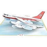 papercrush® Pop-Up Karte Flugzeug - 3D Gutscheinkarte für Urlaub oder Flugreise, Gutschein für Flugticket - Geburtstagskarte 
