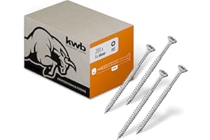 kwb Vite per legno 5x60 mm, PZ2, 200 pezzi, viti per legno con intaglio a croce, viti per pannelli truciolari, viti per legno, filettatura parziale, rivestimento Cr3, punta tipo 17