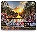 Produktbild SHAQ Amsterdam Mouse Pad, Scenic Sunrise Over The City with Flowers and Bicycles on The Bridge in Spring, Standard Size Rectangle Non-Slip Rubber Mousepad, Multicolor