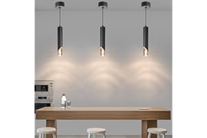 Mikeru Moderno Cilindrico Nero Lampadario, Faretti A Led Cob Per Soffitto Con Tre Temperature Di Colore (3000k/4500k/6000k), Lampada A Sospensione Per Isola Adatta Per Ristoranti E Bar-3pack