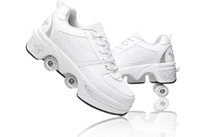 JINFUGRON Roller Schuhe, Schuhe mit Rollen rollerskates mädchen Männer, Skateboard Schuhe Bequem Und Atmungsaktiv Quad Skates Verstellbare Rollschuhe Verstecktes Rad Sneaker mit Rollen