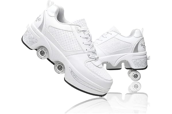 Chaussure Roller Fille Patin a Roulette Chaussures de Skateboard Rollers Quad avec 4 Roues, Basket Roller Enfant pour garçons et Filles