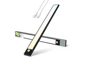 Brendz Lampe LED Rechargeable, LED Cuisine Sous Meuble, 40cm, USB-C, 2200mAh, 3 Températures de Couleur, Dimmables, Magnétique, Lumiere Cuisine, Puyo Noire