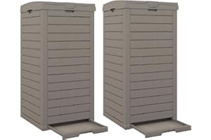 GIANTEX Set di 2 Bidoni della Spazzatura 118L con Coperchio e Maniglia, Contenitori Impermeabili per Rifiuti da Giardino con Vaschetta Estraibile per Terrazze