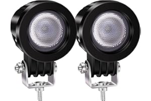 BIQING 2Pcs 10W Motorcycle Driving Lights,2" Round Motorcycle Headlight LED Auxiliary Lights 12V/24V Universal Waterproof Additional Off Road Motorcycle Driving Fog Lamp 6000K(Flood)