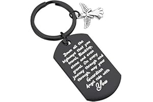 BNQL Drive Safe Portachiavi May Your Guardian Angel Ride with You Portachiavi Nuovo Driver Regalo Biker Trucker Regali