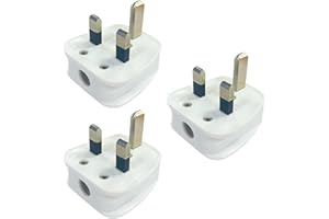 STATUS 13A 3‑Pin White Electrical Plug Tops – Pack of 3, BS1363‑Compliant with Cord Grip, CE Certified & Recyclable, Ideal for Home or Office Use, (13APLUG3PK5)