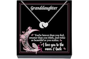 SHERIDANSTAR Granddaughter I Love You To The Moon and Back Heart & Moon Pendant Necklace On Message Card Jewelry Gifts for Girls, Teens, Women, Metal, does not apply