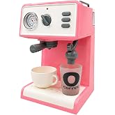 Oyuncak Buharlı Sesli Işıklı Kahve Makinesi Pilli Ger&ccedil;ek&ccedil;i Su Akışlı Renk Değiştiren Bardaklı Mini Barista Seti (Pembe)