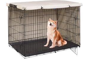 BOSKING Dog Pet Crate Covers for 24-48inch Waterproof Dogs Cage Cover, Durable Rainproof 210D Oxford Polyester Pet Kennel Covers (L: 42.91x29.13x29.92in/ 109x74x76cm, Apricot)