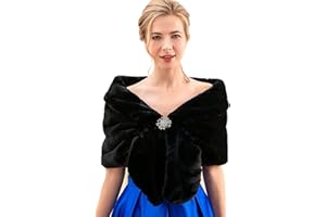 Unicra Chales y envolturas de piel sintética marrón para mujer, para boda, estola de piel sintética de zorro para novia y damas de honor