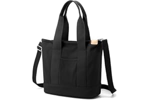 YILCER Multi-Pocket Tote Bag with Zipper, Canvas Japanese Handmade Handbag with Compartments, Multifunction Crossbody Shouder Bag Changing Bag for Women