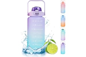 BEAUTYSAY ABC Water Bottle, 2L Sports Water Bottle with Straw & Time Maker, Leak-proof Drinks Bottle for Outdoor Sports, Gym, Hiking, Camping, Cycling, Fitness, School, Running, BBQ, Beach, BPA-free