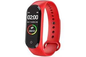 EMK Trading Ltd M4 Smart Bracelet Sports Pedometer Watch Color Screen Fitness Running Walking Tracker Heart Rate Pedometer Smart Band Gym (Red)
