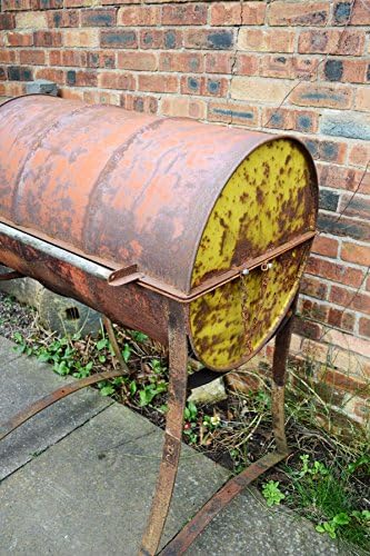 Industrial Bespoke Handmade Oil Drum Barbeque, Steel, Welded, Leaf Springs, Heavy Duty, Patina, Rust, BBQ, Rustic, Farmhouse, Country