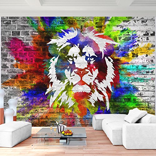 Fototapete Bunter Löwe Vlies Wand Tapete Wohnzimmer Schlafzimmer Büro Flur Dekoration Wandbilder XXL Moderne Wanddeko - 100% MADE IN GERMANY - Streetart Graffiti Runa Tapeten 9164010c