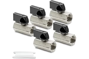 Bwintech 2 Piezas 3/8" BSP Hembra x Hembra Latón Niquelado Mini Válvula de Bola Válvula de Cierre