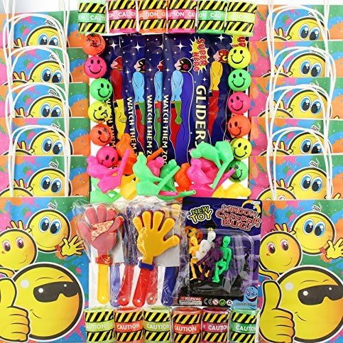 Take Home Set 84-tlg.kindergeburtstag BOYS NEON MULTICOLOUR BOYS PARTY 12 Children Gift Bag Smiley