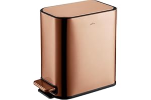 RED FACTOR RedFactor Petite Poubelle à Pédale Fine 5L en Acier Inoxydable – Couvercle à Fermeture Douce et Seau Intérieur Amovible pour Salle de Bain, Cuisine ou Bureau (Cuivre)
