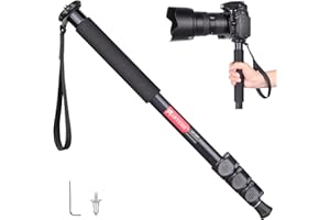 ARTCISE Monopod para cámara, 156 cm, aleación de aluminio, monopié compacto con altura de 4 secciones, soporte de viaje ligero para cámara DSLR, capacidad de carga 15 kg