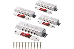 Mousike Serratura Magnetica per Porta Heavy Duty 40KG Magnete per Porta in Acciaio Inox con Forte Serratura Magnetica per Armadio da Cucina Armadio Armadio per Porta (Argento Confezione da 4 Pezzi)
